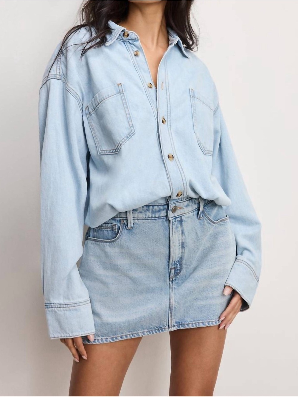 Good American Light Blue Denim Mini Dress